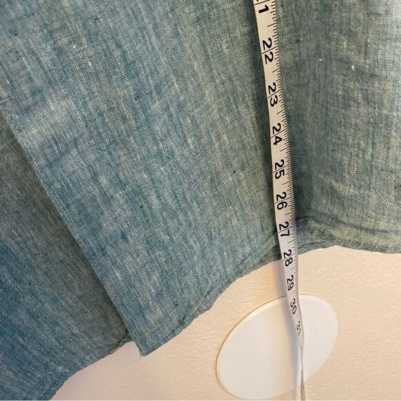 Calibrate mens linen button up casual Short Sleeve Shirt  blue coastal beach XL - Picture 5 of 11